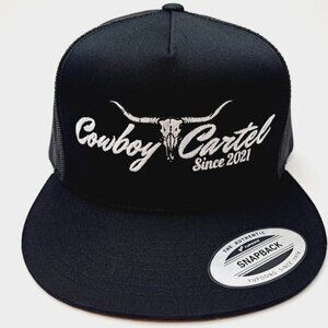 Cowboy Cartel Embroidered Flat bill Trucker Mesh Snapback Cap